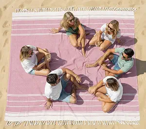  Beach Blanket Sand Free & Extra Large Beach Towel - Candy Pink | Oversized Beach Mat, 82"x82" - For The Beach, Lawn, Lake & Tailgates - Packable, Shakes Off Sand - Roomy Family Size