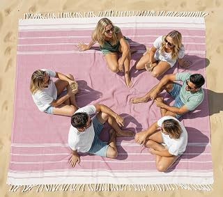 LANE LINEN Beach Blanket Sand Free & Extra Large Beach Towel - Candy Pink