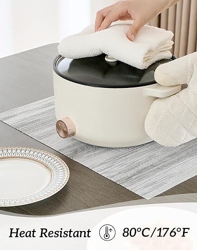 Miniatura 384 de Leetaltree - Manteles individuales, resistentes al calor, antideslizantes, para mesa de comedor, lavables, duraderos, tejido de PVC