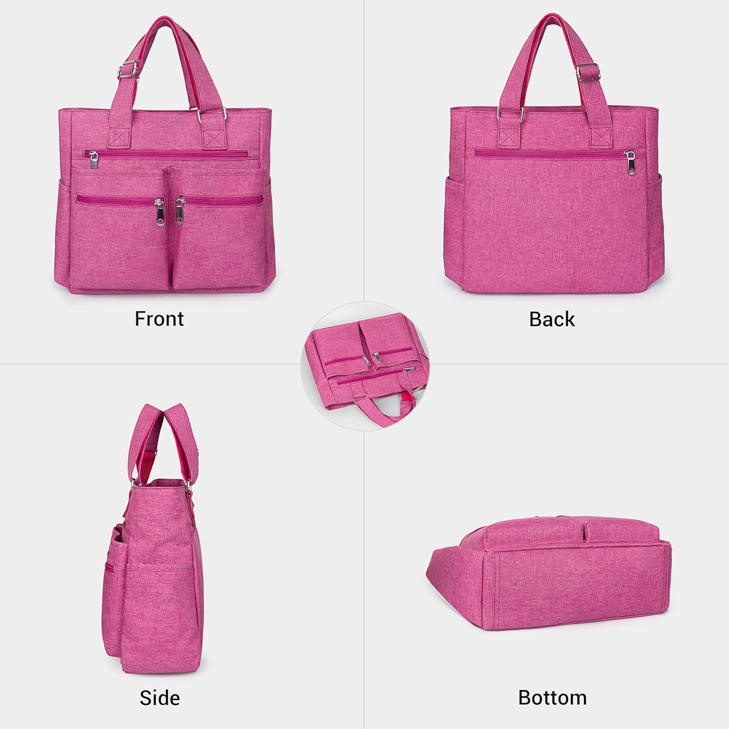 VOLGANIK ROCK Canvas Tote Bag Waterproof Nylon Multi Pocket Shoulder Bags Laptop Work Bag Teacher Purse Handbag for Women Men - Image 6