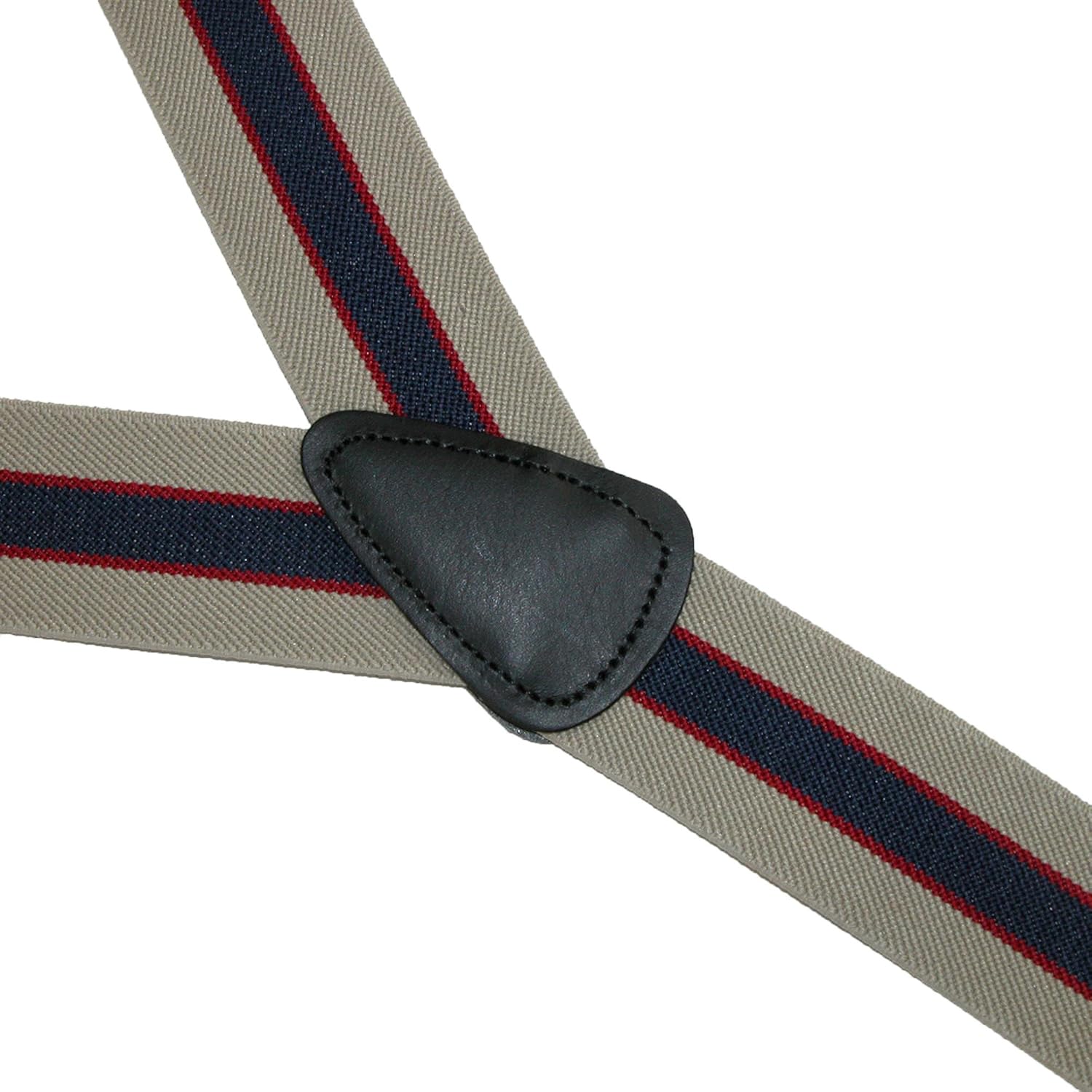 CTM Men's Elastic Button End Stripe Dress Suspenders - Image 2