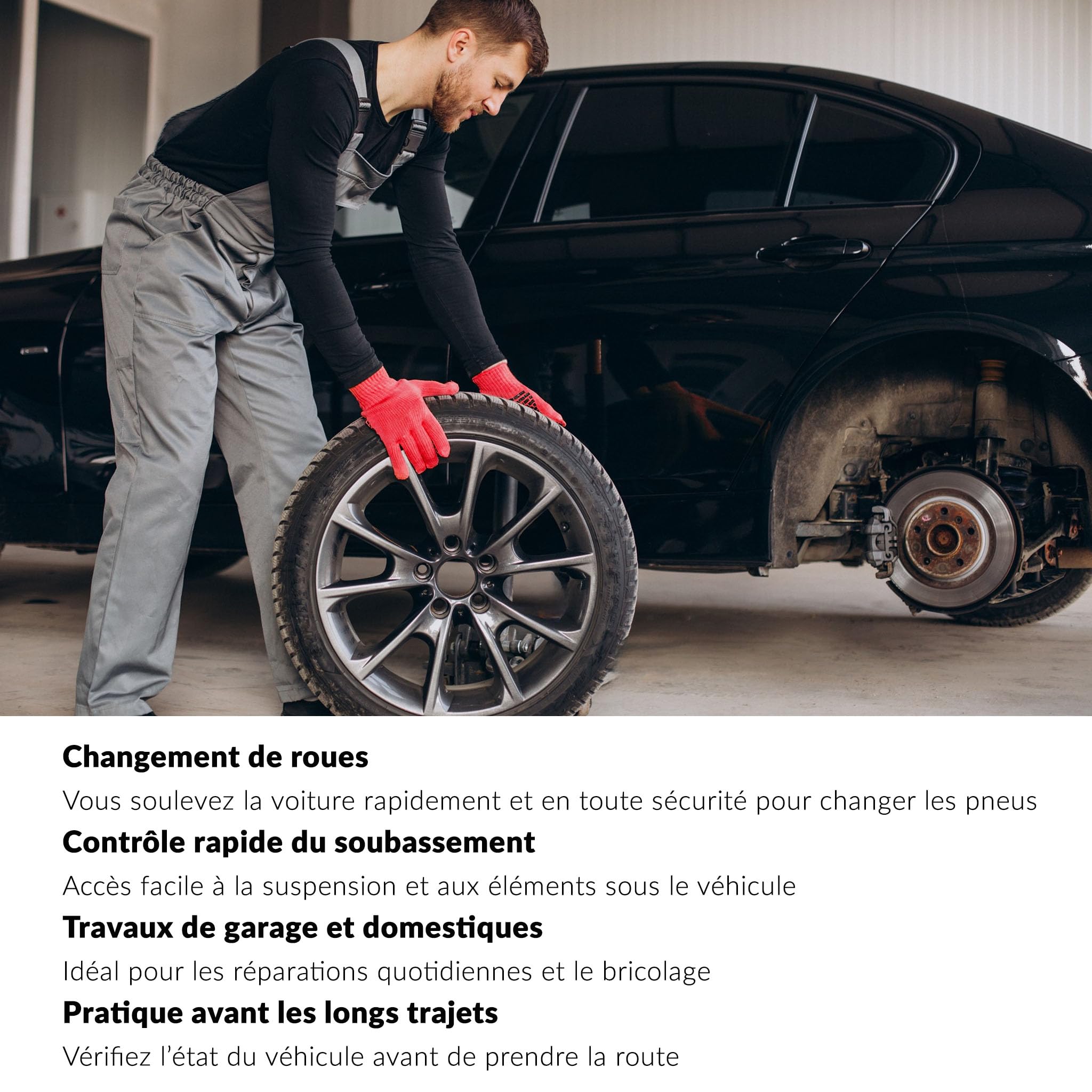 LEHMANN Cric Hydraulique 2,5 T Lead, Hauteur de Levage 85-360 mm, Roues à 360°, 2 Patins en Caoutchouc, Cric pour Voiture surbaissées, idéal pour Entretien, Réparation, Pneus