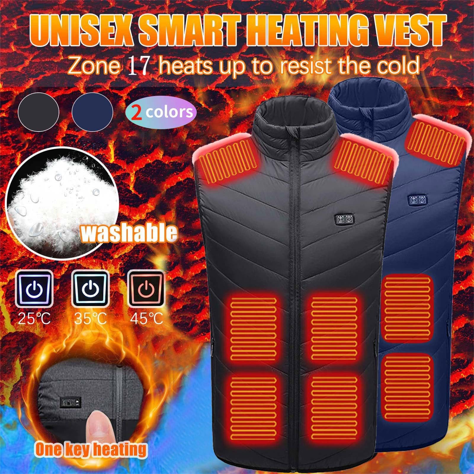 SYDUZAX Gilet Riscaldato Uomo Donna 2024 Nuovo Offerte Gilet con 17 Elementi Riscaldanti in Fibra di Carbonio 3 Livelli di Temperatura Controllo a Doppio Pulsante Gilet Caldo per Moto Attività Sci