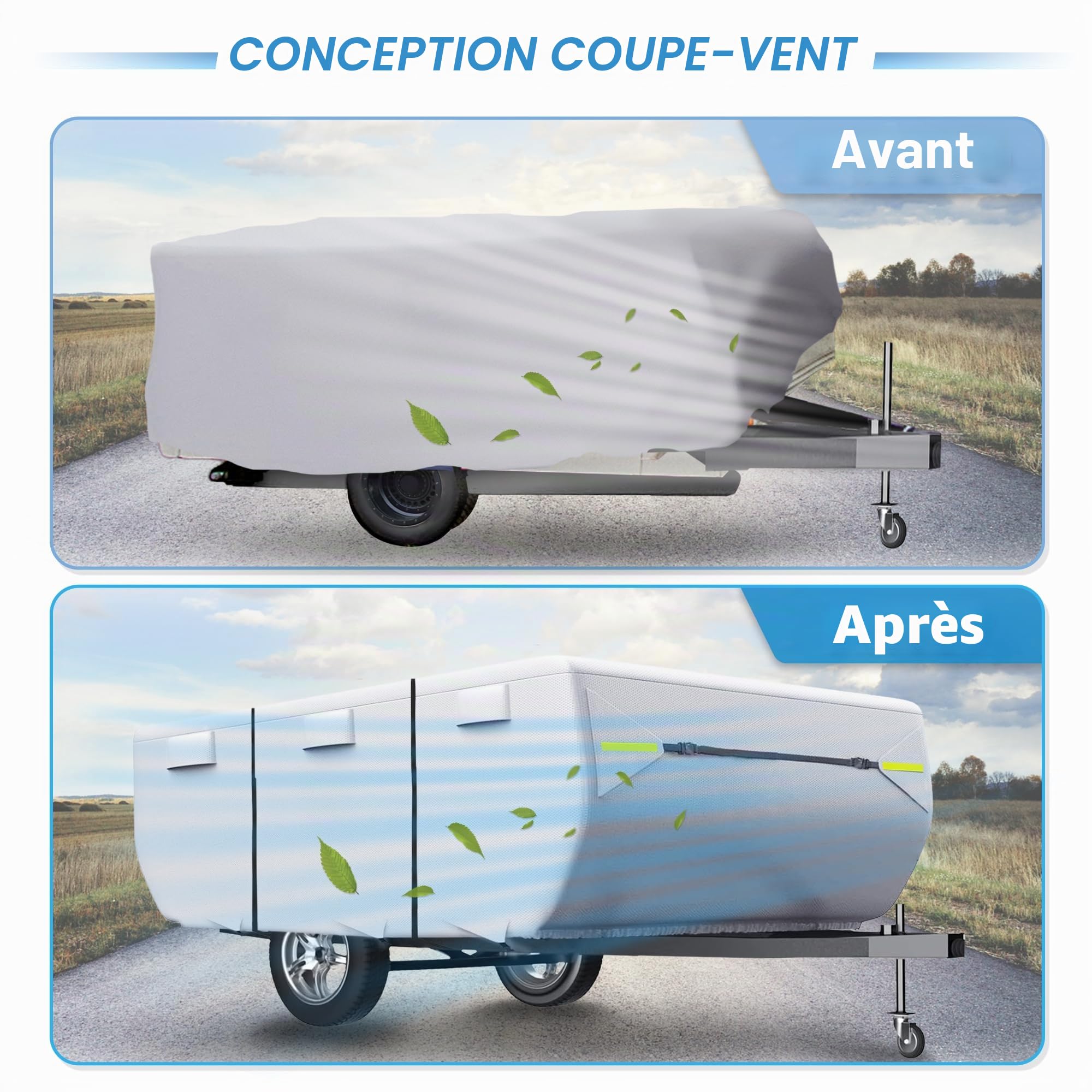 QUARKZMAN Housse Imperméable Pour Caravane Pliante 12-14' Oxford 210D