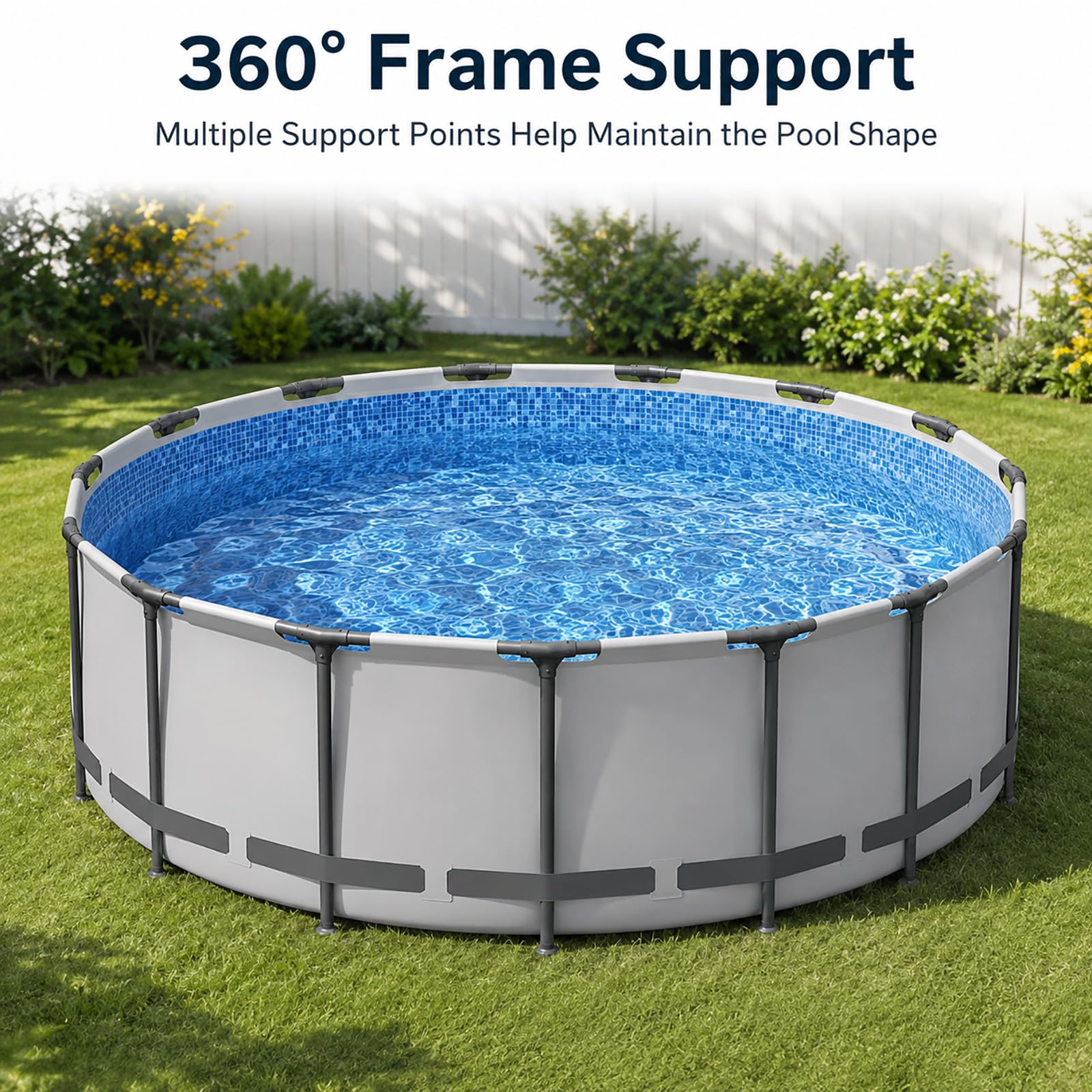 Grande Piscina Fuori Terra Tubolare, Piscina Familiare da Giardino | Telaio in Acciaio Resistente per un'Area Acqua Stabile e Divertente(305×76cm/120×30in)