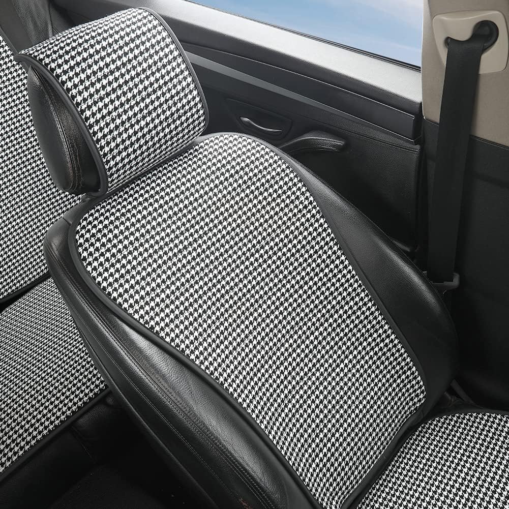 GIANT PANDA 1 Pair Car Seat Covers Protectors, Front Printed Seat Covers for Women Lady, Universal Fit for Cars SUV (Houndstooth)