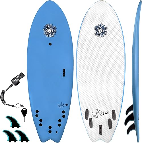 KONA SURF CO. La tabla de surf 5-5 para principiantes niños y adultos - tablas de surf de espuma superior suave para la playa - Surf como tabla de