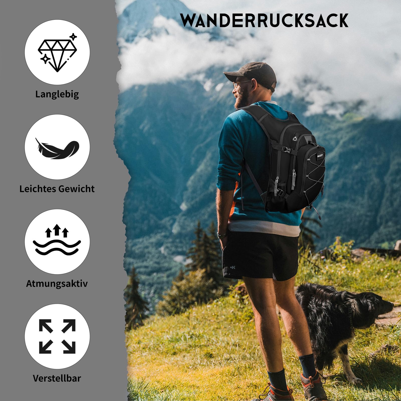 Hydration Rucksack 18L mit Trinkblase 3L, große Lagerung Wandern Daypack für Männer Frauen, Fahrradrucksack, Laufrucksack Trinkrucksack, Wasserdicht Sportrucksack Hydration Rucksack