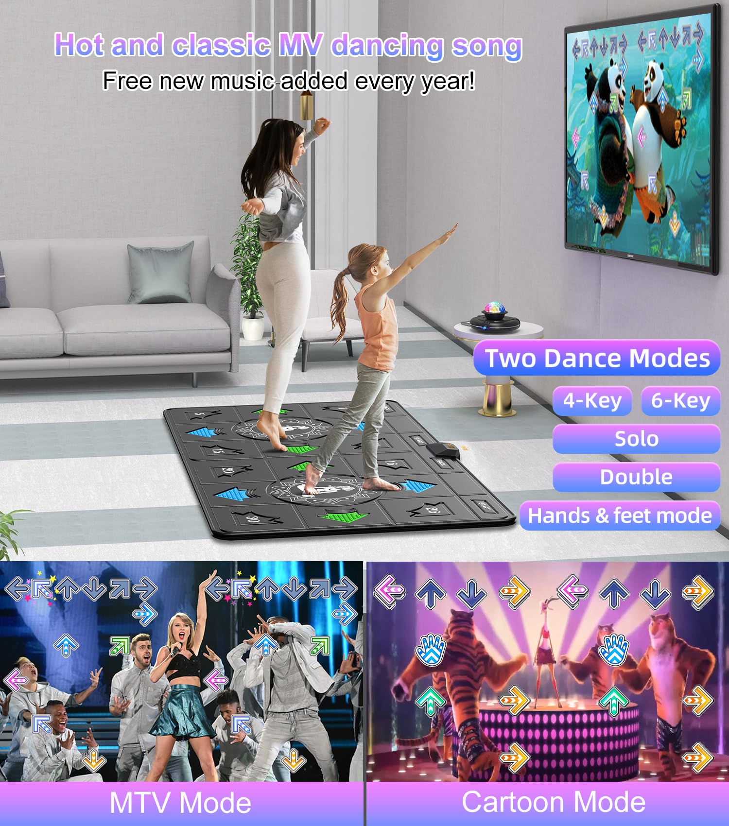 FWFX Tappetino da ballo per bambini e adulti, gioco musicale elettronico per 2 giocatori, gioco attivo al coperto per feste in famiglia e divertimento in cantina, compleanno per ragazzi e ragazze