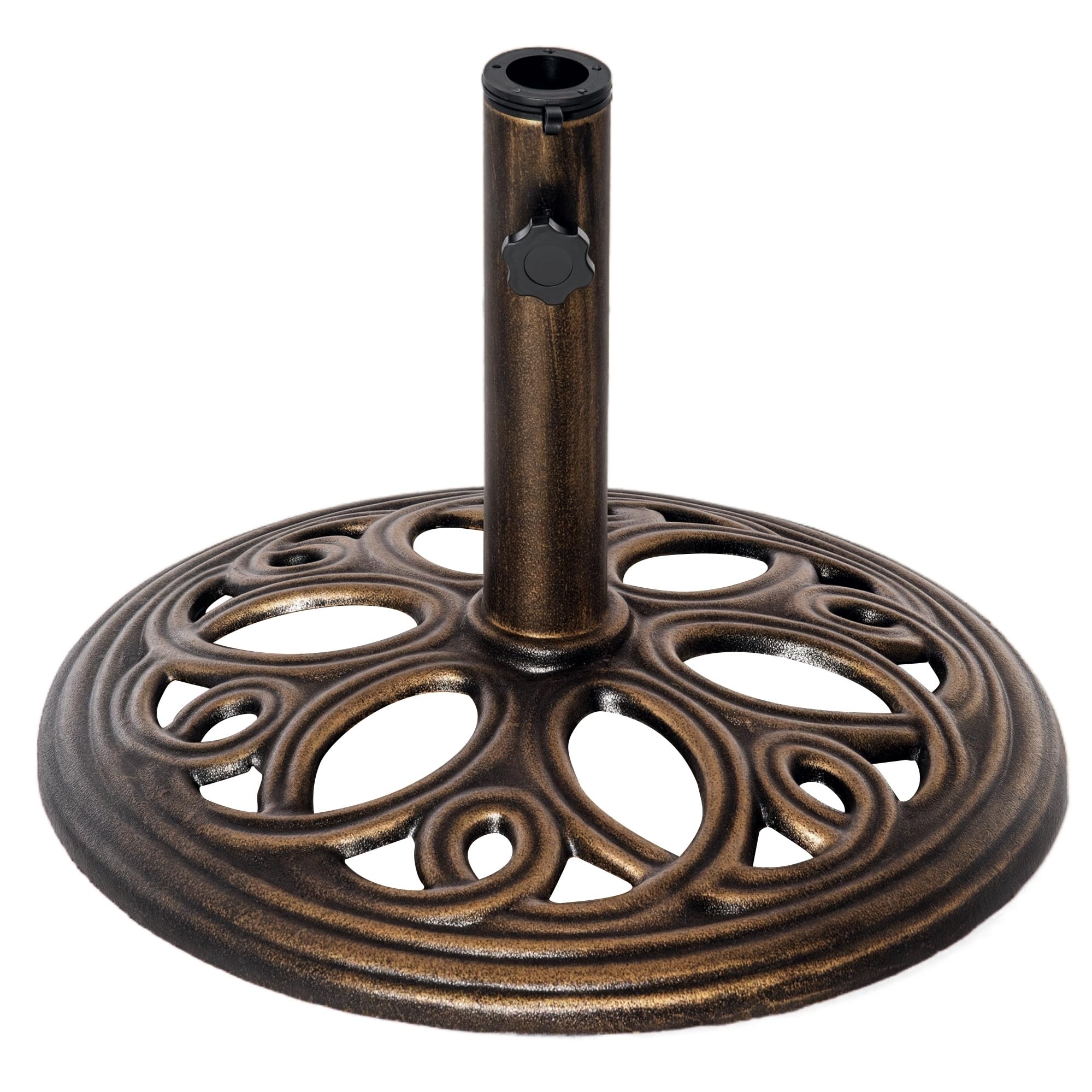 Outsunny 11.5 kg Cast Metal Round Patio Umbrella Base Stand, Umbrella Holder for Outdoor, Patio, Garden, terrace and Beach, Fit Dia. 38, 48 mm Pole, Bronze Tone