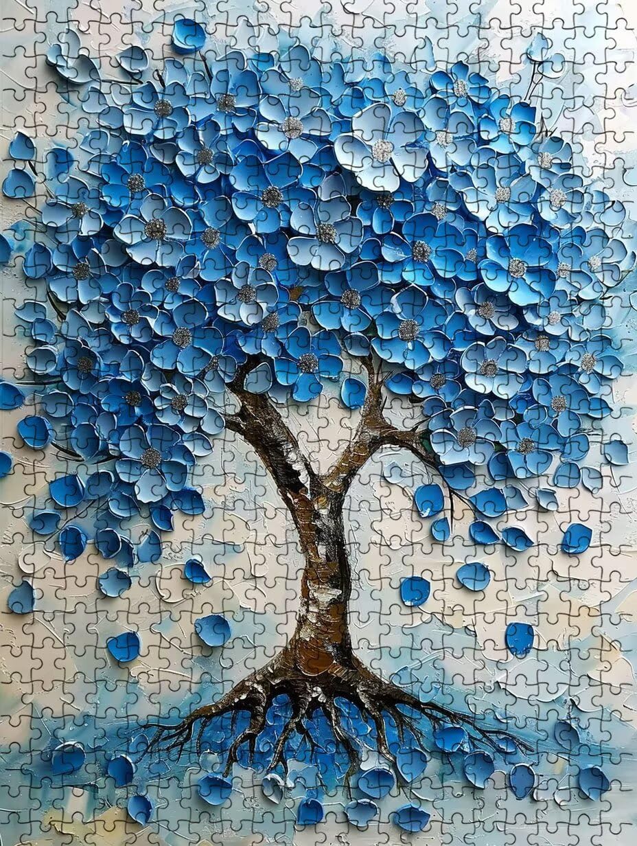 Blauer Baum Puzzle 3000 Teile Erwachsene, Jigsaw Puzzle 3000 Teile, Komplex Herausfordernd Puzzles, Familie Aktivität Spiele, Impossible Klassische Puzzles, für Wanddekoration und Geschenke FNKL2-631