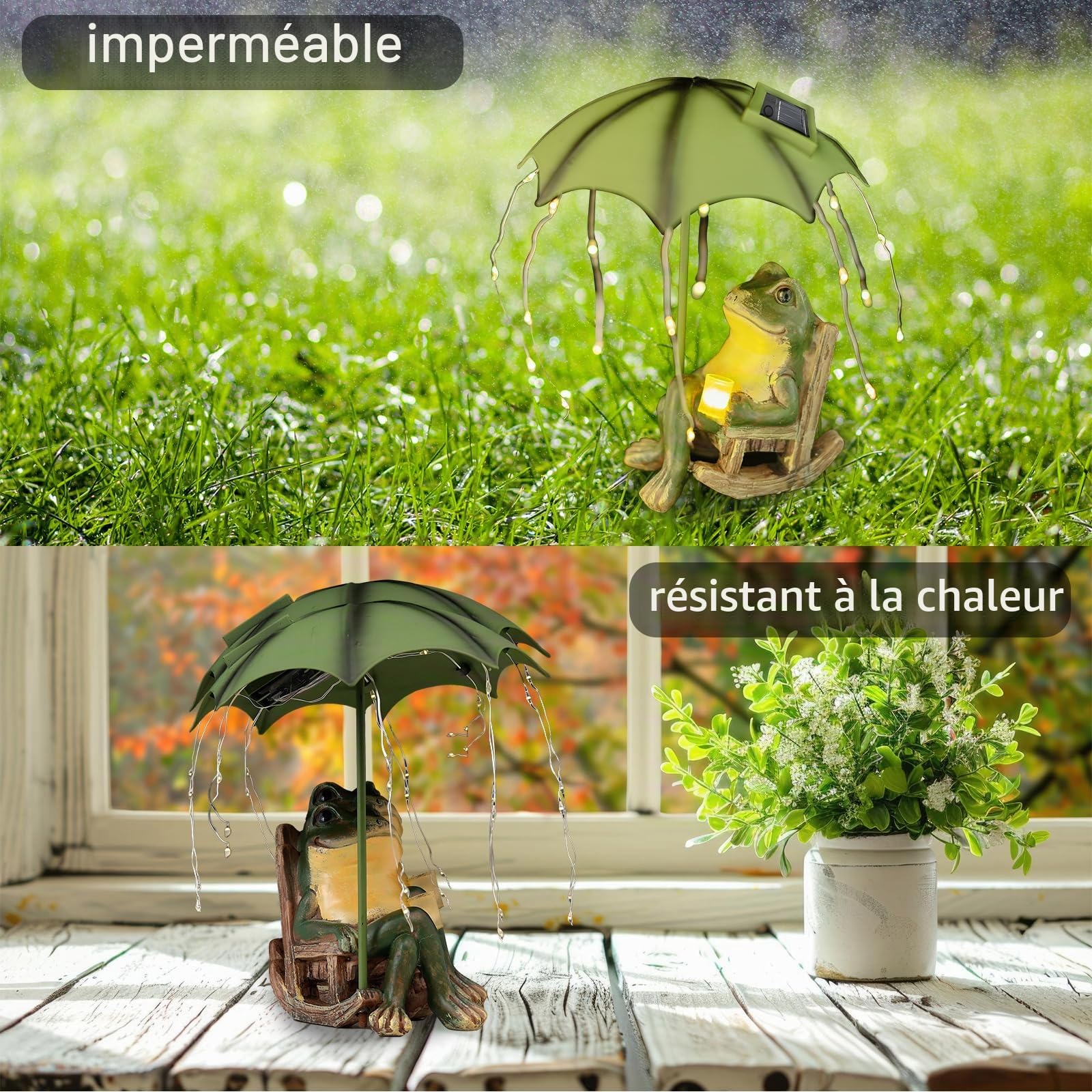 Statue de Grenouille Solaire | Grenouille Résine avec LED Lampes Solaires,Statue Jardin Exterieur pour Terrasse Cour Pelouse Décorations