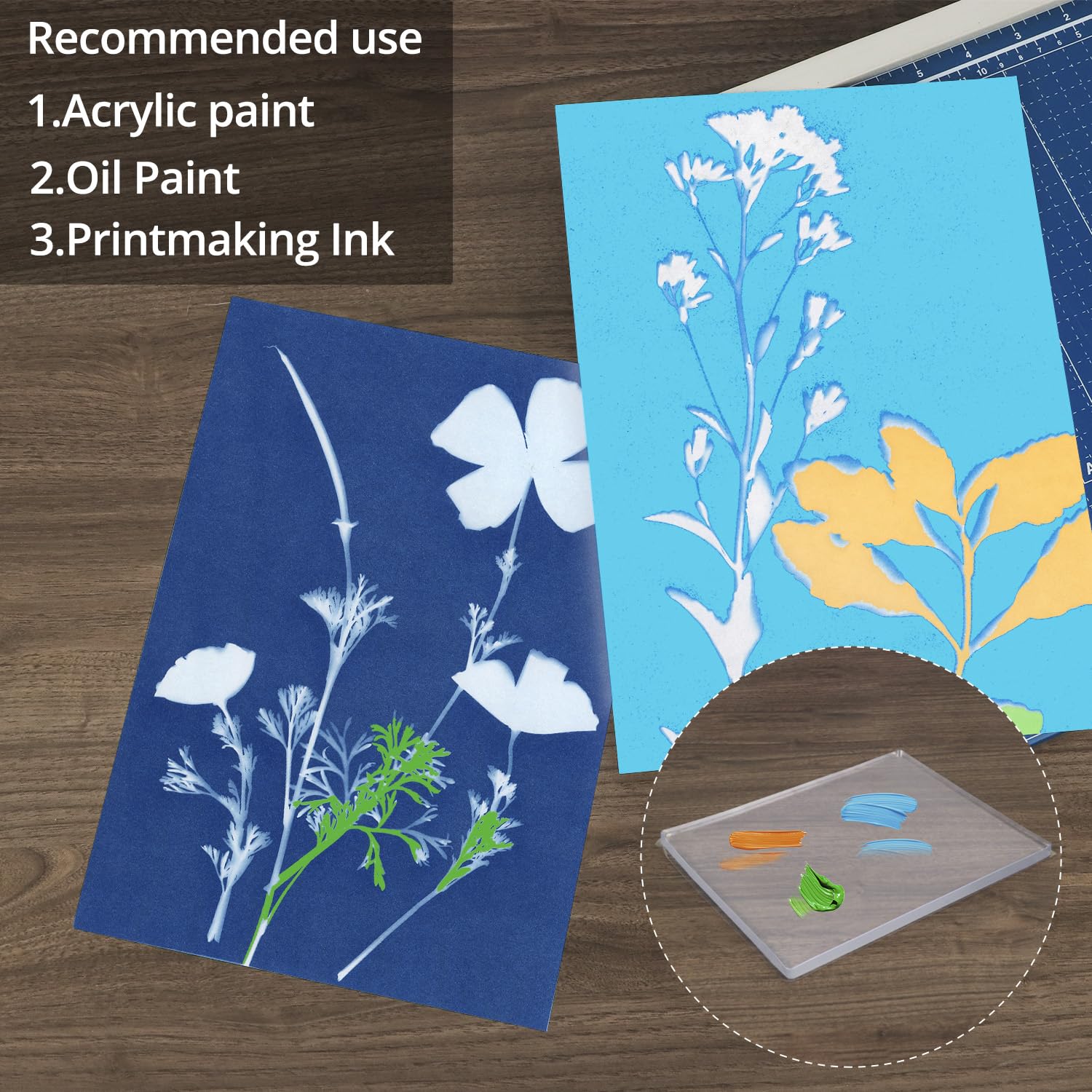 QWORK® Foglio da Stampa Gel, Foglio da Stampa Riutilizzabile 25x20 cm, per Arti, Mestieri