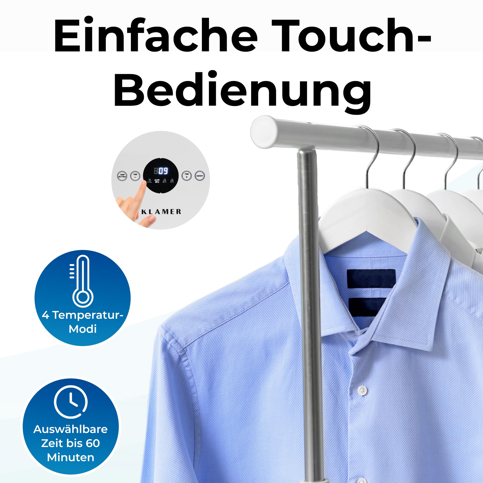 KLAMER Hemdenbügler Pro 1400W Bügelpuppe mit Aufsätzen für Hemden, Hosen & Schuhe – Automatischer Hemdglätter, Hosenbügler & Schuhtrockner für faltenfreie, trockene Kleidung ohne Bügeln