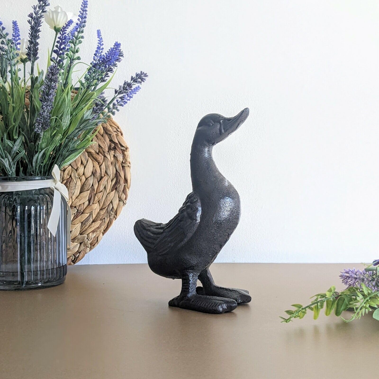 Fyne-Finds Brown Cast Iron Decorative Duck Garden Ornament Lawn Pond Sculpture Statue