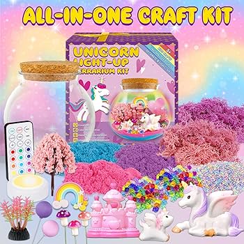 Amazon.com: 7july Unicorn Terrarium Crafts Kit for Kids-LED Night