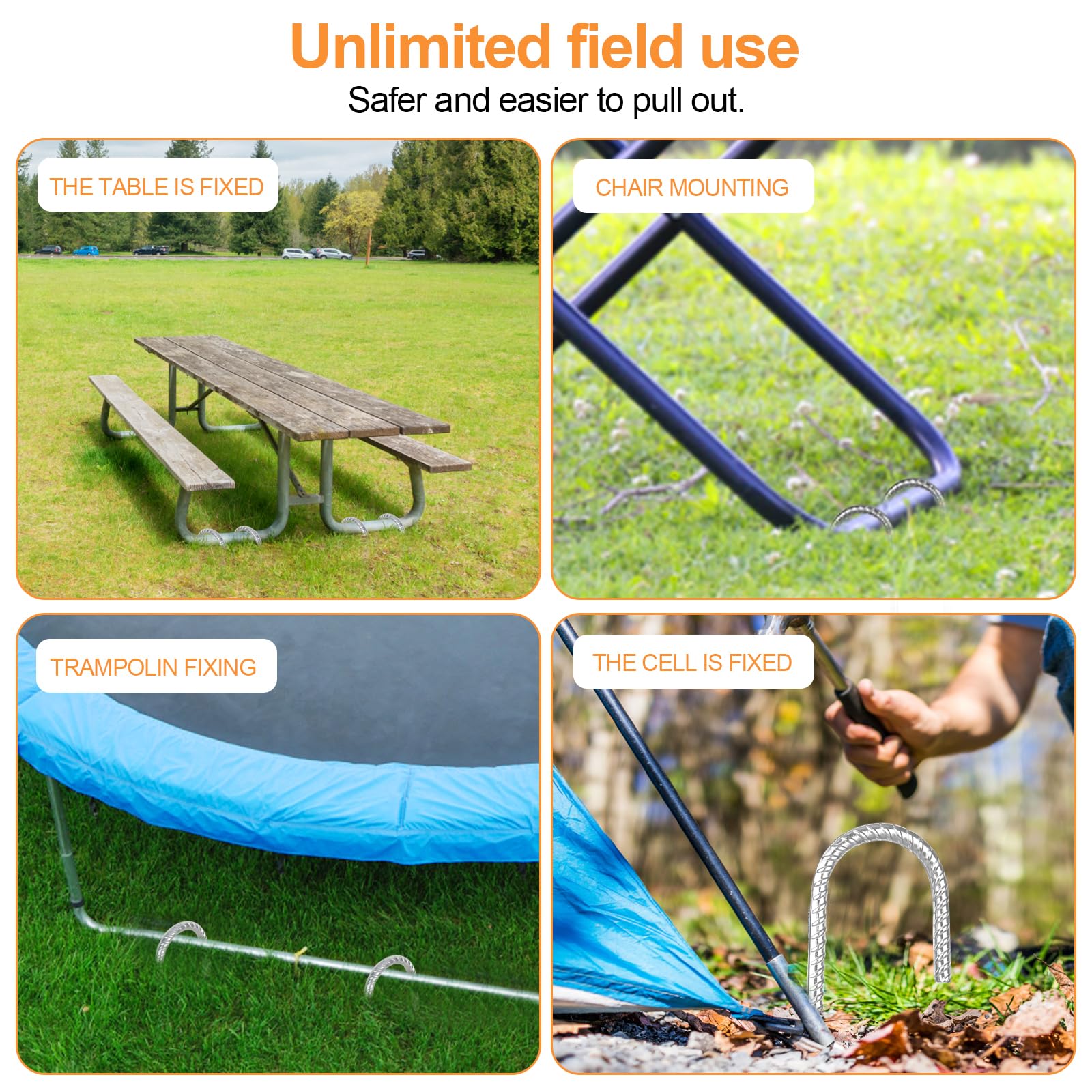 Śledzie do namiotów trampolinowych, 6 szt., 30 cm,Heavy Duty, ocynkowane, kołki do wbijania, gwoździe namiotowe, stal, kotwa podłogowa