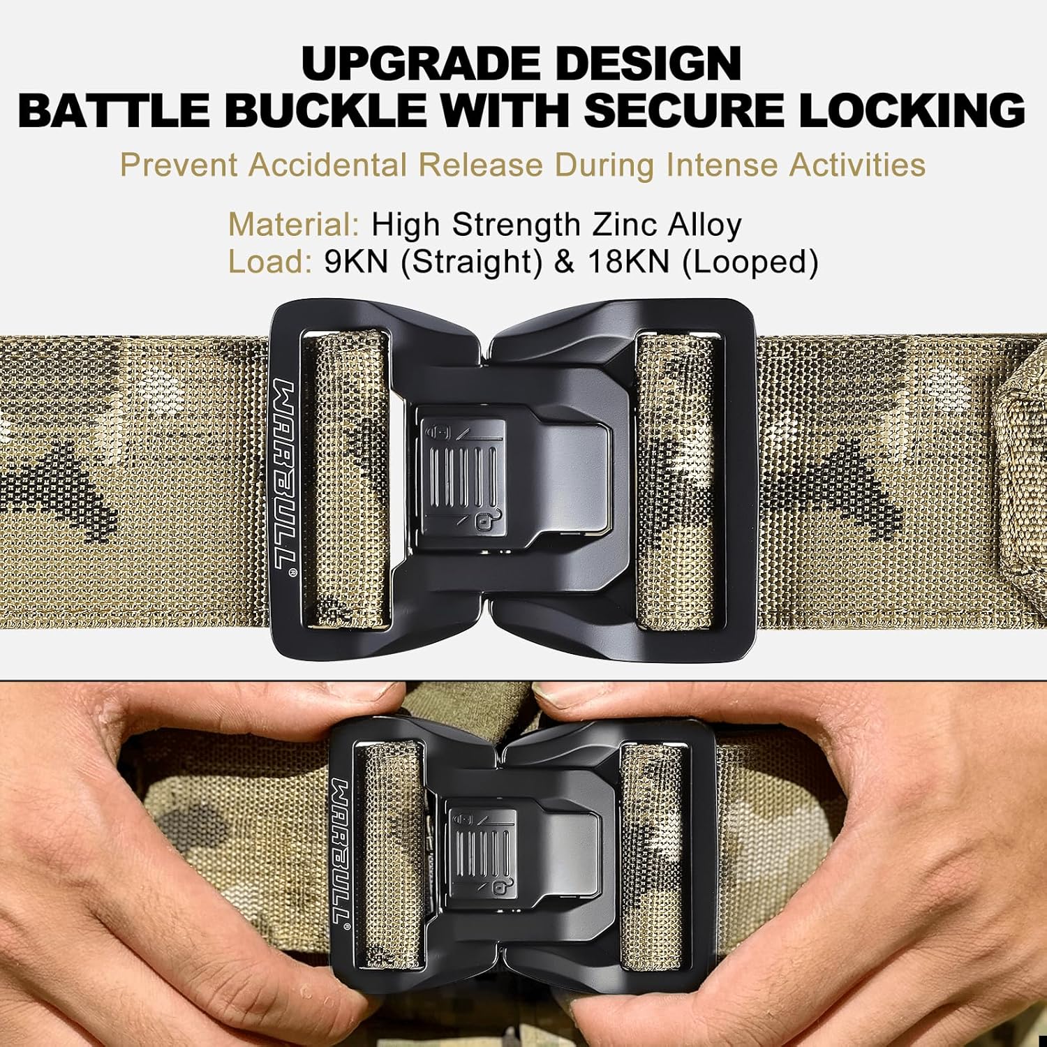 WarBull Tactical Battle Molle Belt, 2'' Quick Release Gun Belt w/Secure Locking, 1.57'' EDC Inner Belt, Duty Combat Belt - Image 2