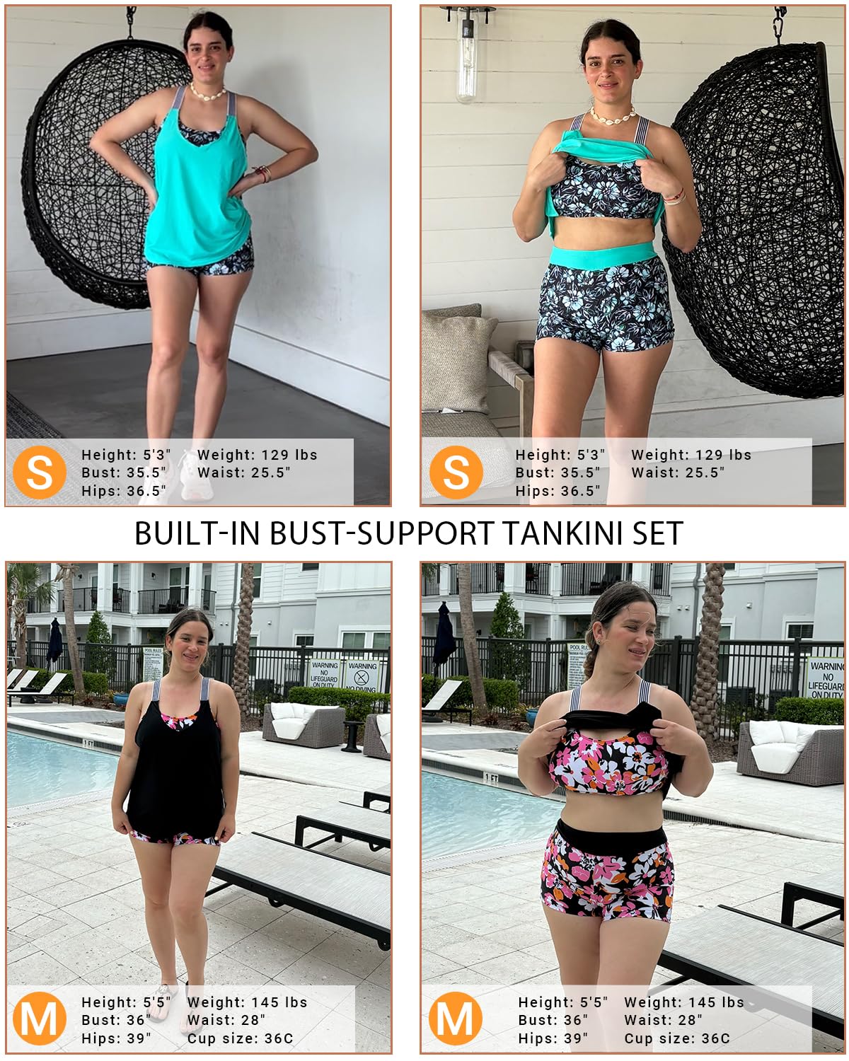 Daci Tankini-Badeanzüge für Damen 2025, 2-teilige Badebekleidung mit Shorts für Bauchkontrolle