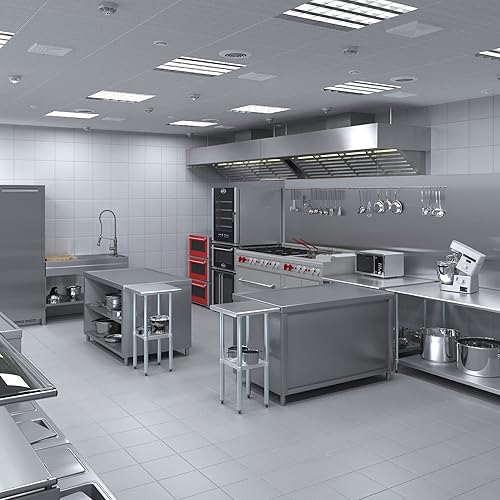 Vista 403 de AmGood Mesa de trabajo de acero inoxidable de 18 pulgadas x 36 pulgadas Mesa de preparación de alimentos de cocina de metal NSF