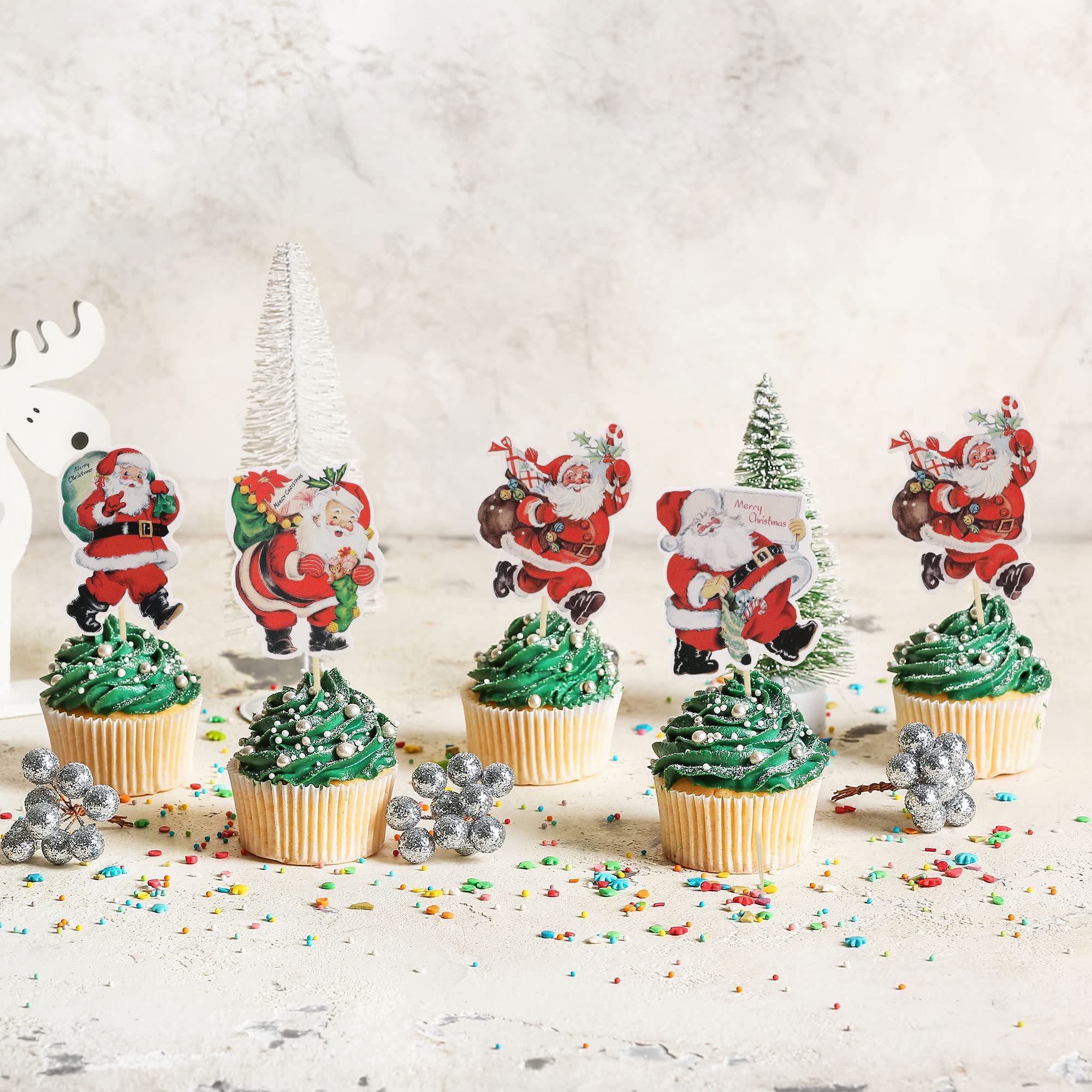 80 Decoraciones Navideñas Para Tartas Y Cupcakes - Palillos Temáticos, 8 Diseños Diferentes