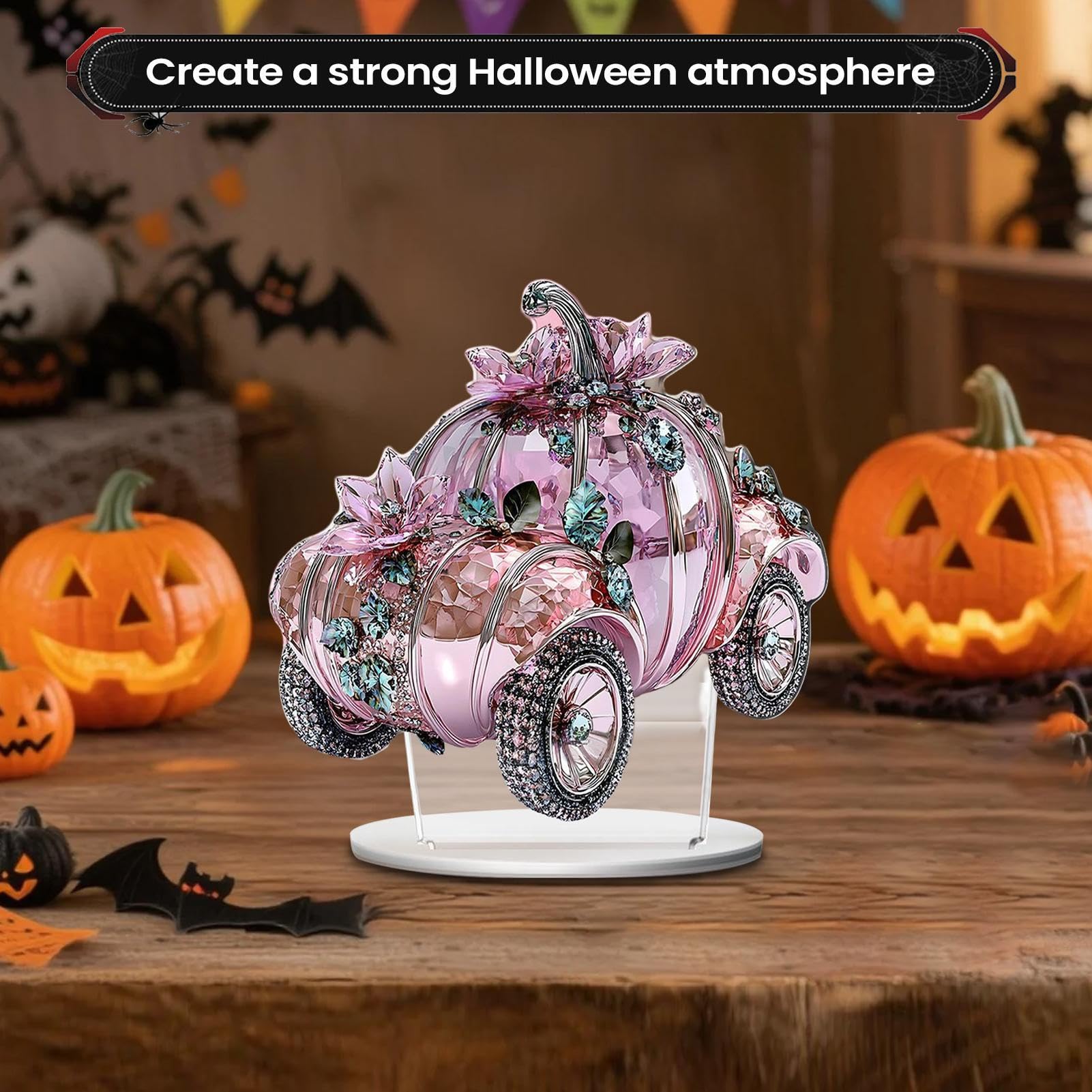 Halloween Ozdoby Środkowe 4 Sztuki 2D Akrylowa Dekoracja Dynia Samochód