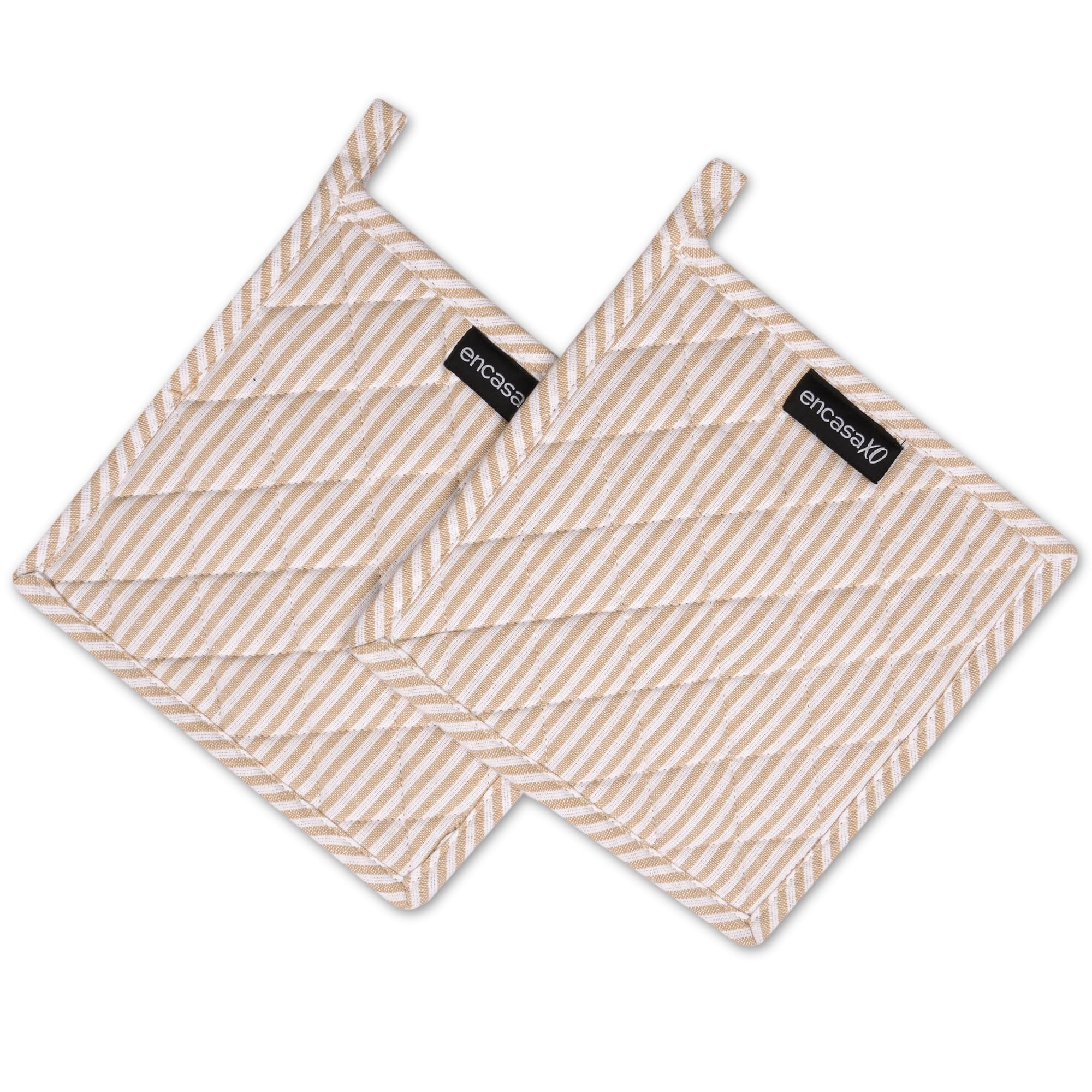 Encasa XO Pot Holders, Heat Resistant Kitchen Pads 21 cm Beige