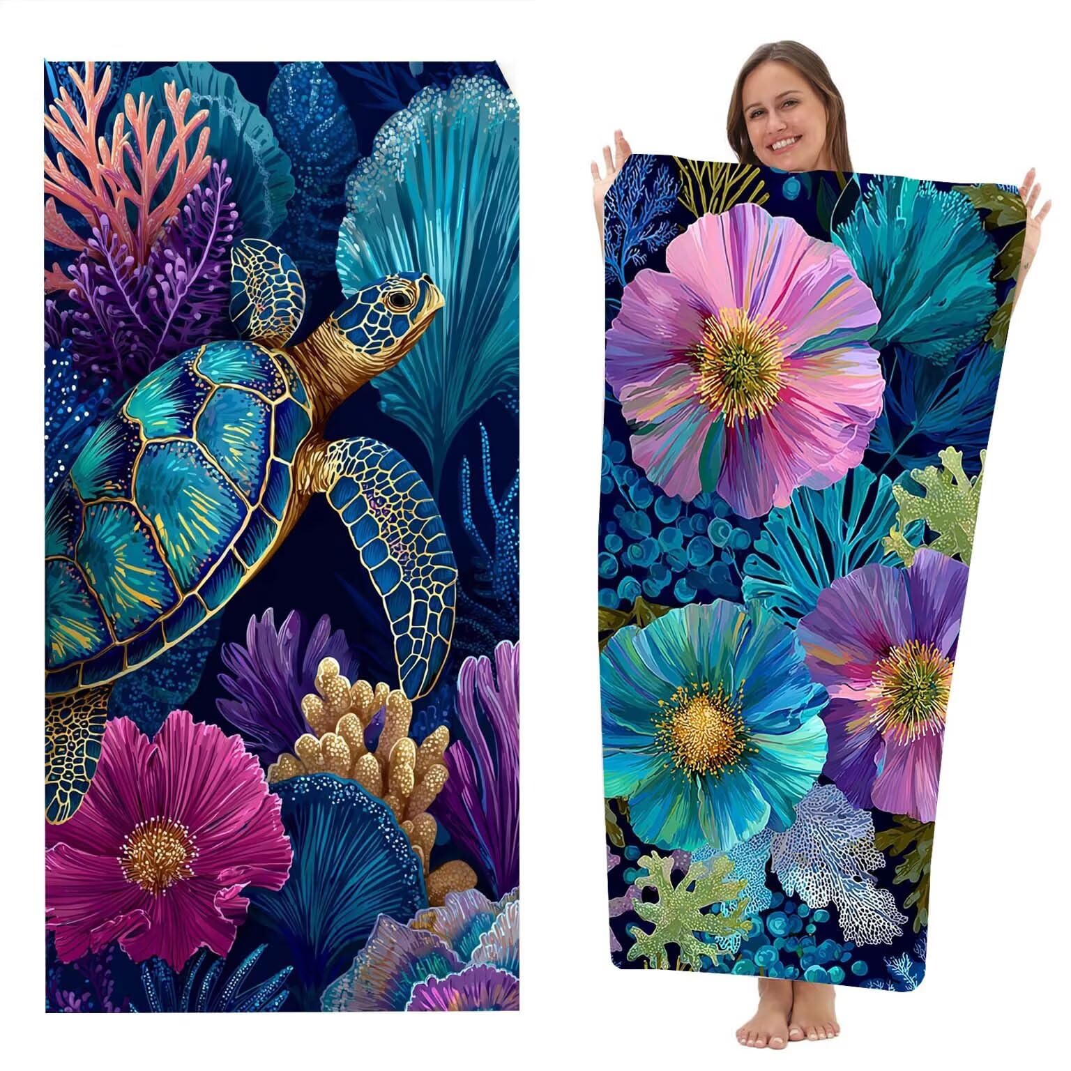Ręcznik plażowy XXL, zestaw 2 ręczników z mikrofibry, ręcznik kąpielowy z mikrofibry, ręcznik plażowy, 90 x 200 cm, szybkoschnący, ręcznik plażowy, ręcznik plażowy, bez piasku, ściereczka z mikrofibry