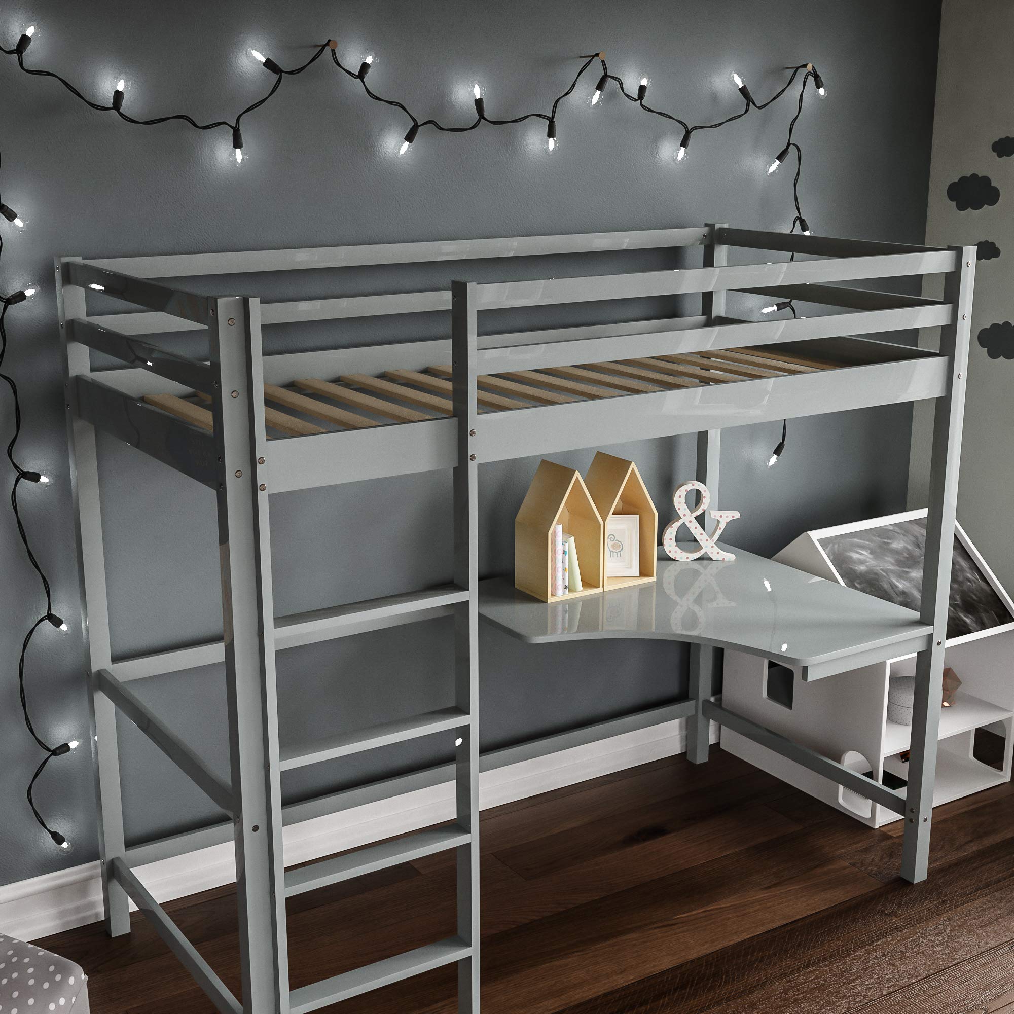 Vida Designs Sydney High Sleeper Bunk Bed, Solid Pine Wood Kids Loft