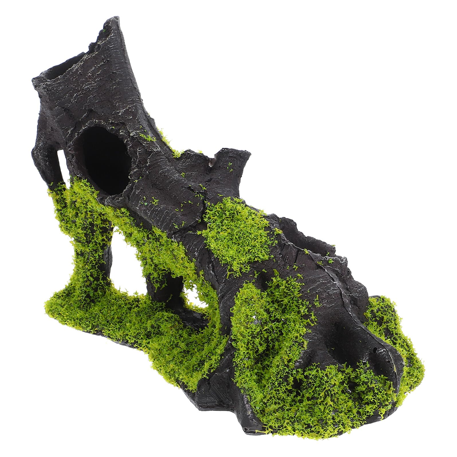 Mobestech Fish Tank Landscaping Ornament Betta Fish Hideout Resin Tree Stump Aquarium Decoration with Moss for Shrimp and