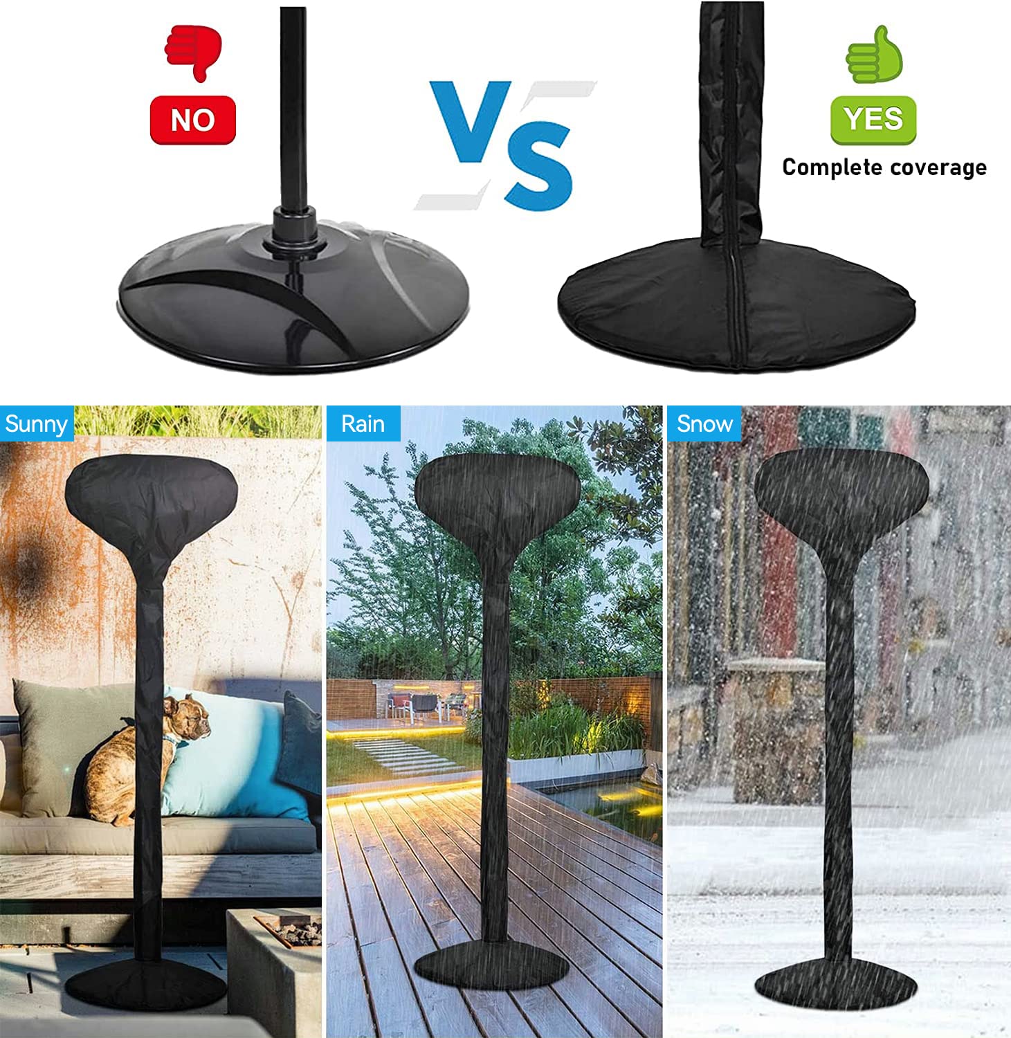 Copertura Per Riscaldatore Da Esterno 221x53x61cm - Impermeabile, Antivento, Oxford 210D, Con Fori Di Ventilazione