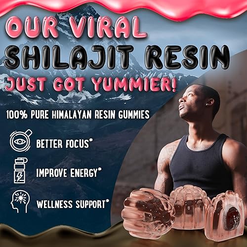 Miniatura 3 de Gomitas puras de Shilajit del Himalaya  Extracto de shilajit reisin 100% auténtico para hombres y mujeres con Ashwagandha y Shatavari  60 gomitas