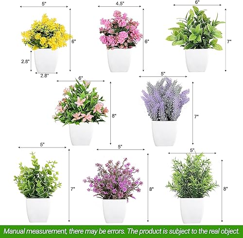 Miniatura 8 de AOKE Plantas artificiales en maceta, paquete de 6 plantas artificiales de eucalipto pequeñas plantas de interior verdes en maceta azul, pequeñas