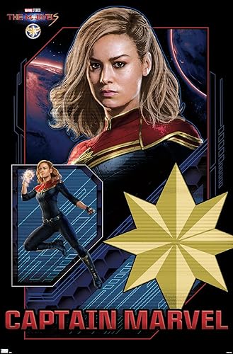 Trends International Marvel The Marvels - Póster de pared de Capitán Marvel, 14.72 x 22.37 pulgadas, versión premium sin marco