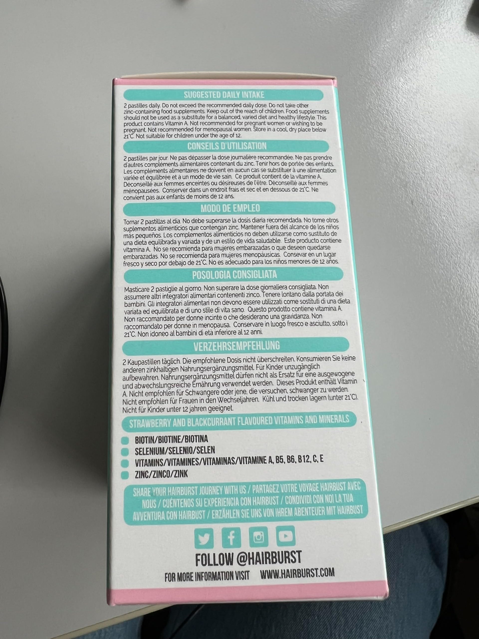 HAIR BURST Gominolas de Vitamina para el Cabello de Hair Burst con Biotina para un Cabello más Largo y Grueso — Zinc Añadido, Vitamina C y Selenio - Suministro para 1 mes (Paquete de 60 Gummies)
