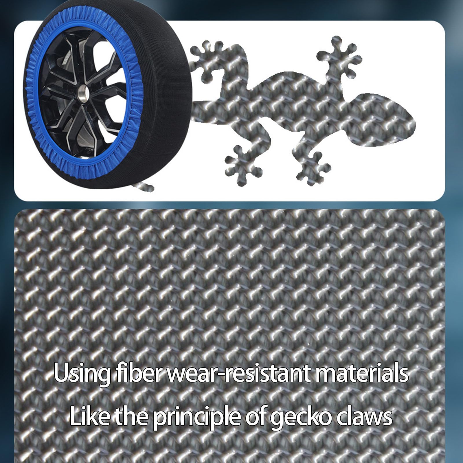 Lot de 2 paires de chaussettes à neige antidérapantes pour pneus - Chaînes à neige textiles garantissant la stabilité en hiver