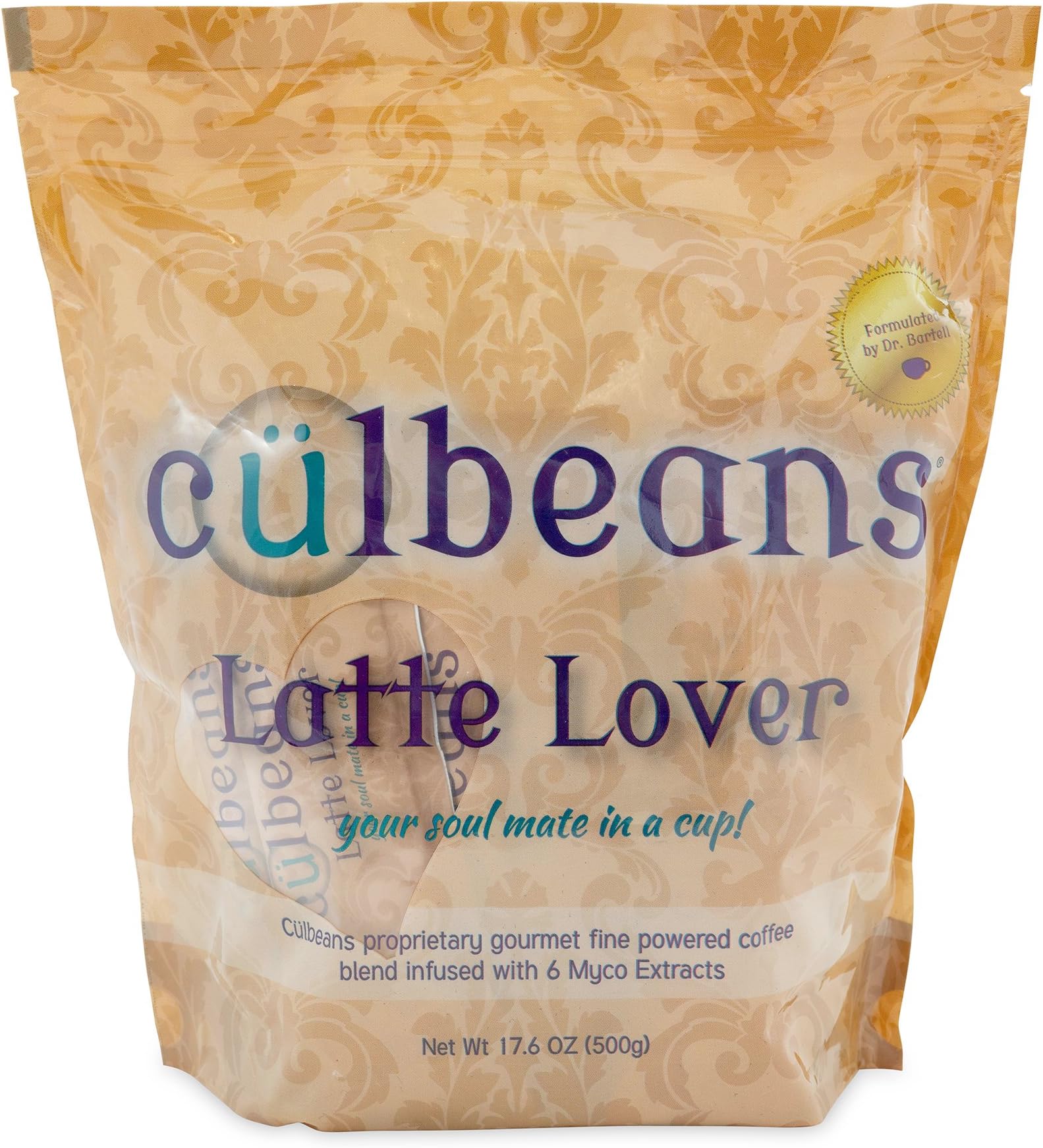 Latte Coffee Blend with six Organic Mushrooms, Instant Ground Latte Coffee for Travel, Camping, or Commuting, Arabica Blend (Latte Lover)