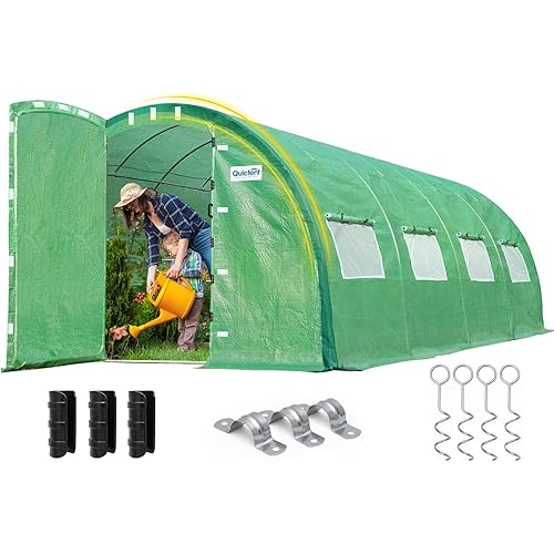 Quictent 20x10x6.6 FT Premium Greenhouse for Outdoors with 2 Door Frames, Reinforced Top Structure & Cover, Large Heavy Duty Walk-in Tunnel Hoop Green House for Garden Backyard Flower Winter, Green