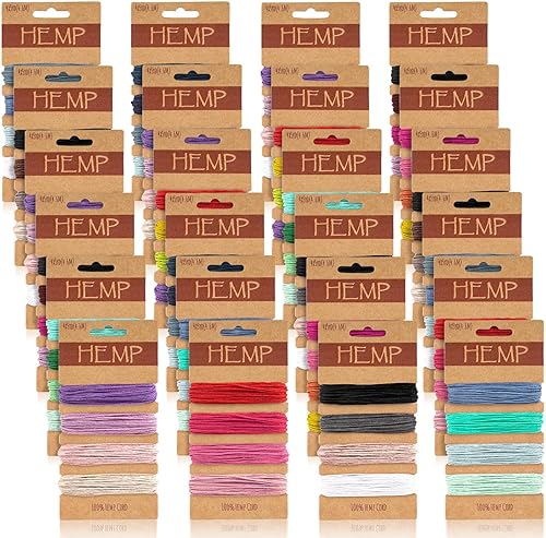 Cordón de hilo de 96 colores para fabricación de joyas, cordón de cáñamo natural para pulseras de 0.039 pulgadas, cuerda de lino brillante, cuerda