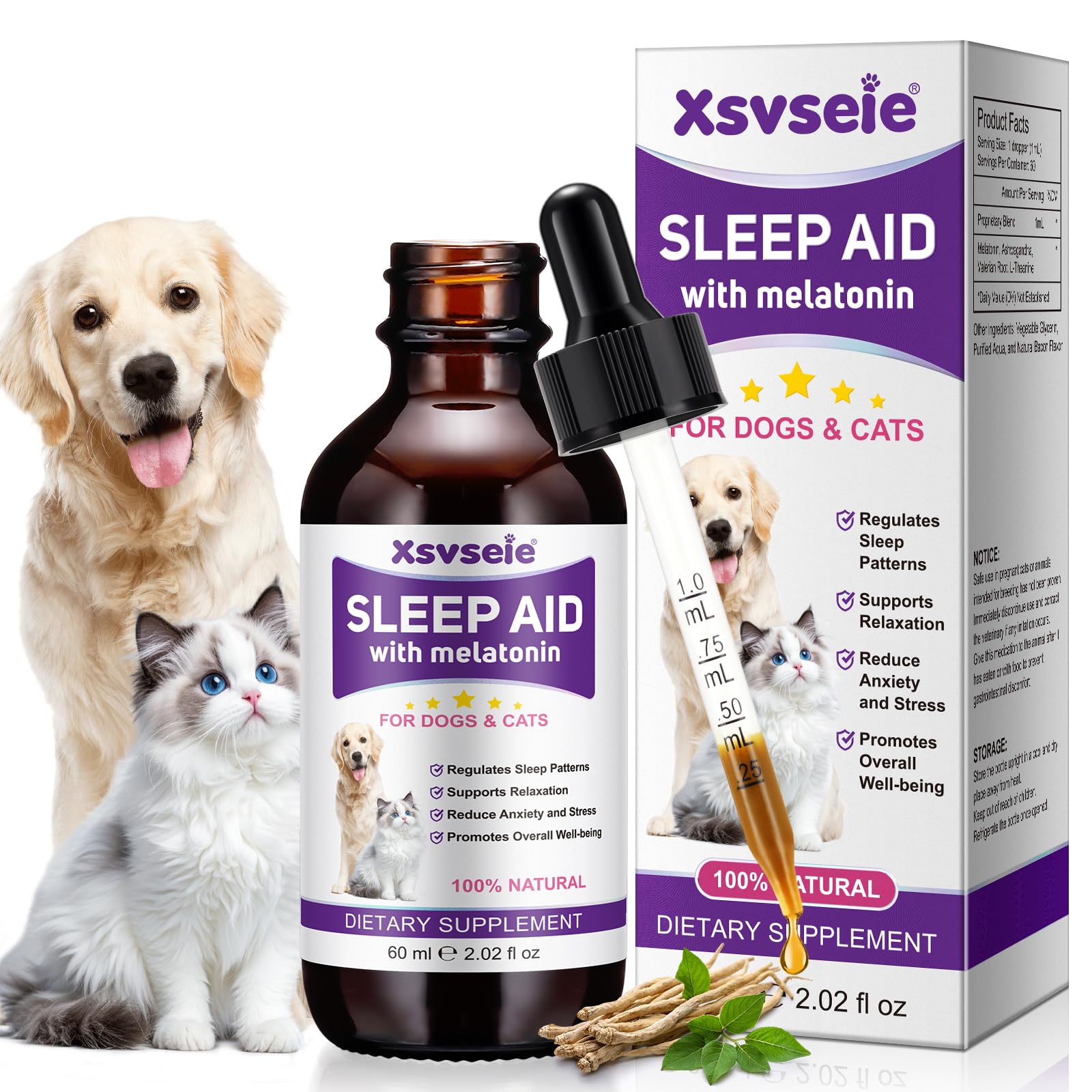 Melatonin für Haustiere, Melatonin für Hunde & Katzen, Schlafmittel für Hunde, Unterstützt bei Angstzuständen und Stressabbau, Fördert Entspannung und tiefen Schlaf, 60 g Hühnergeschmack