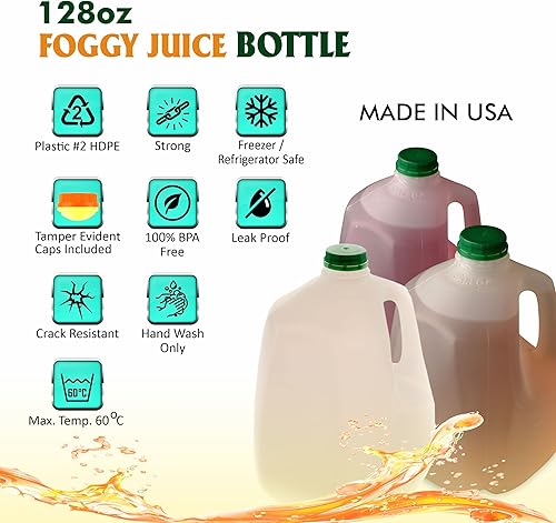 Miniatura 2 de EcoQuality Juice Containers - Botellas vacías de plástico con tapas a prueba de manipulaciones de 128 onzas, botellas de batidos, ideales para