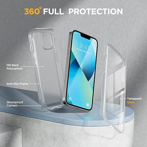 Miniatura 185 de Miracase Glass Series - Funda para iPhone 11 de 6.1 pulgadas, funda resistente de cuerpo completo mejorado con protector de pantalla de vidrio Negro