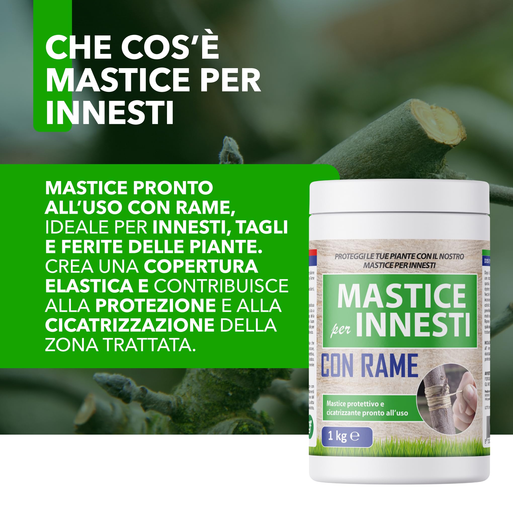 Masilla para injertos y podas - Con cobre - Pasta cicatrizante antibacteriana curativa para heridas de plantas, árboles y arbustos de 1 Kg