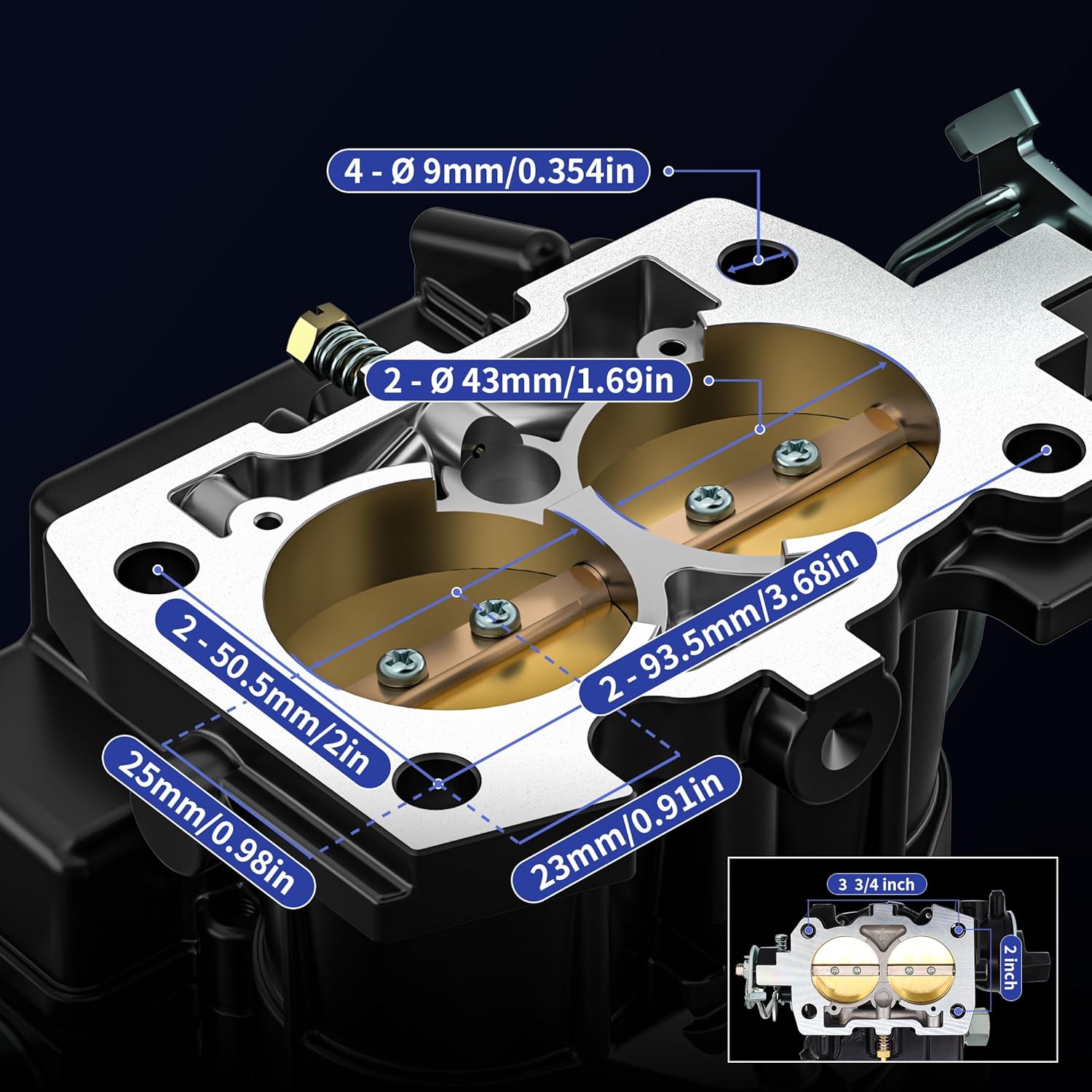 NENKUTEN Marine Carburetor 2 Barrel Carb for Mercruiser 3.0L/2.5L Electric Choke 4 CYL Engines with Jets Long Linkage and Gaskets nut Replace 3310-864940A01, 3310864940A01, 8M0045397(Black)