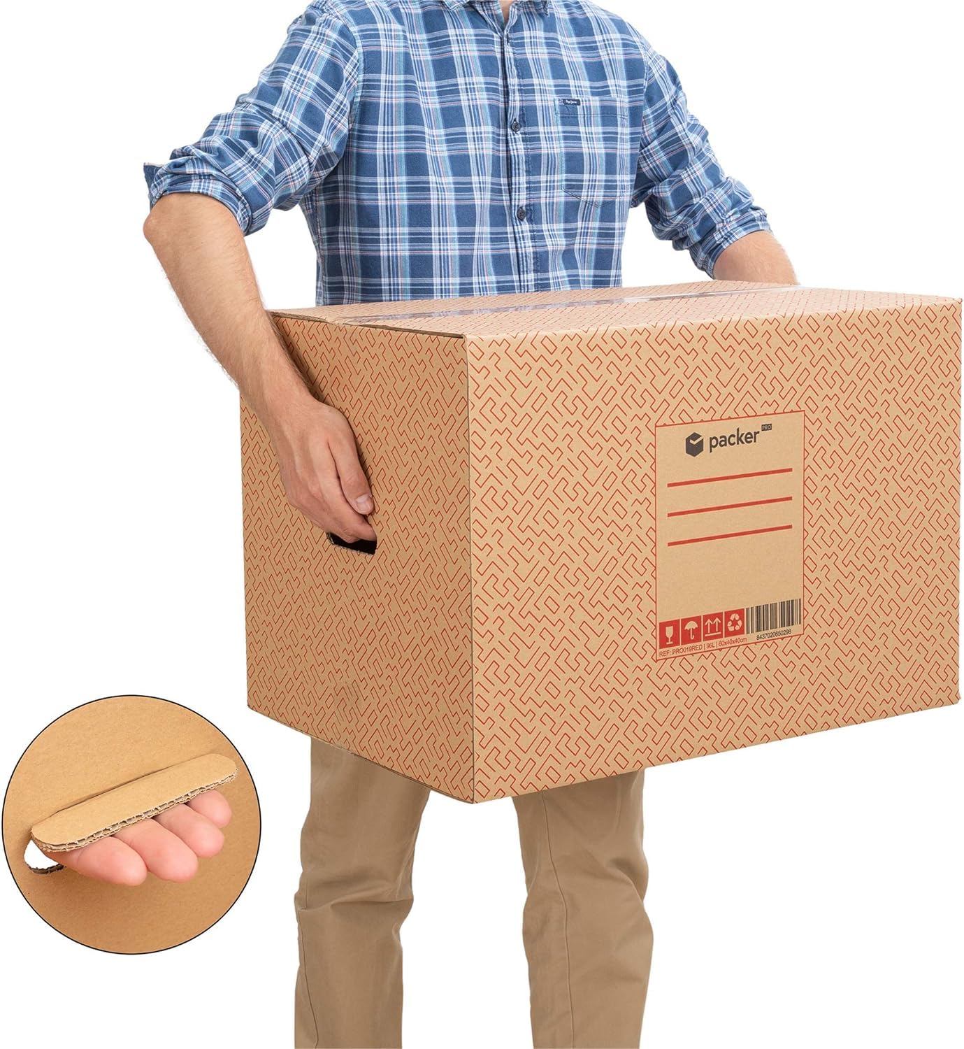 packer PRO Packung mit 10 Kartons für Umzüge und Lagerung, sehr robust, mit Griffen, 600 x 400 x 400 mm
