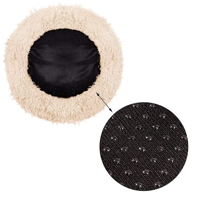 Foto 8 de 8 de SPRINGOS Cama para Perros ｜ Litera ｜ Redonda ｜ Piel sintética ｜ Pelo Largo ｜ Lugar para Dormir ｜ Cómodo ｜…