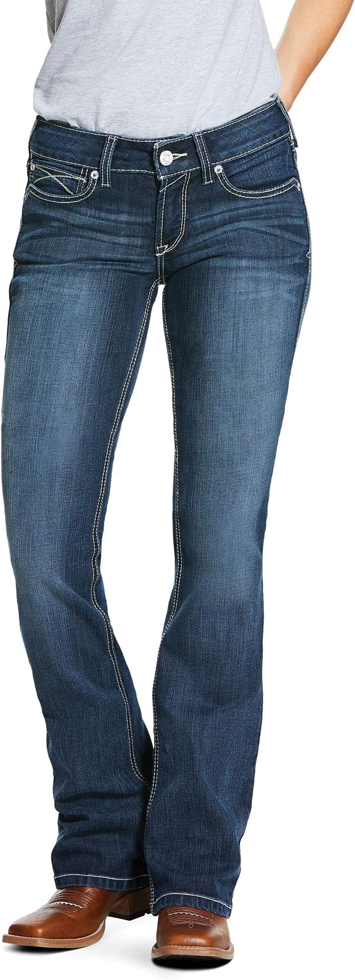 ARIATWomen's R.e.a.l. Mid Rise Arrow Fit Stretch Shayla Boot Cut Jean Pants