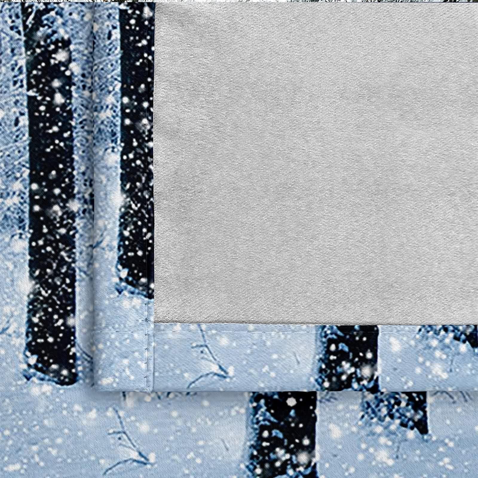 Rideaux Salon Moderne, Rideau Stof Polyester Gris Noir Paysage de Forêt Enneigée et Ensoleillée 86L x 160H CM Lot de 2