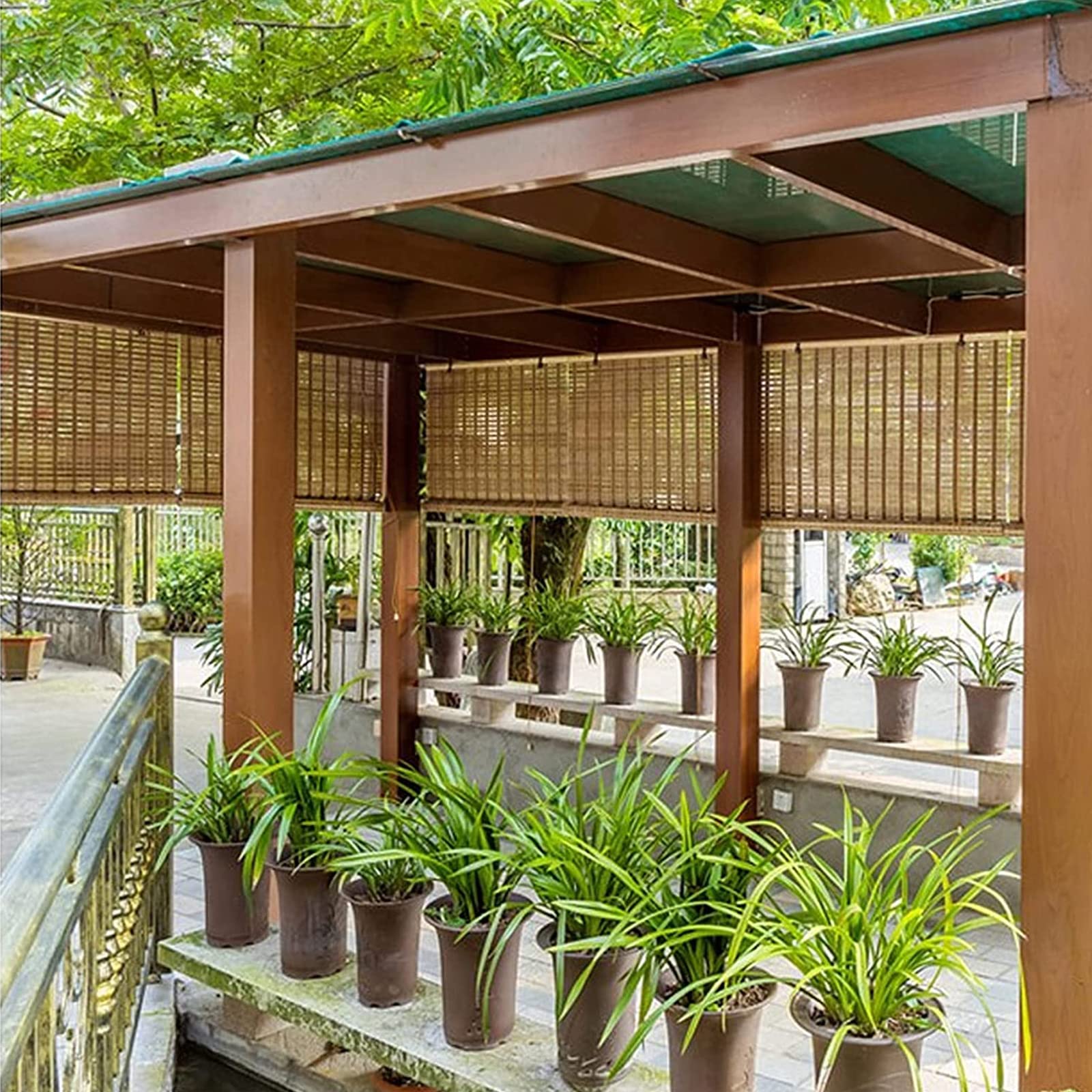 Tenda A Rullo in bambù Naturale,Tende Avvolgibili Traspiranti,Tapparella Avvolgibile Bamboo Giardino con Ganci,Veneziana per Finestre,Porte e Balconi,Personalizzate (W110xH280cm)