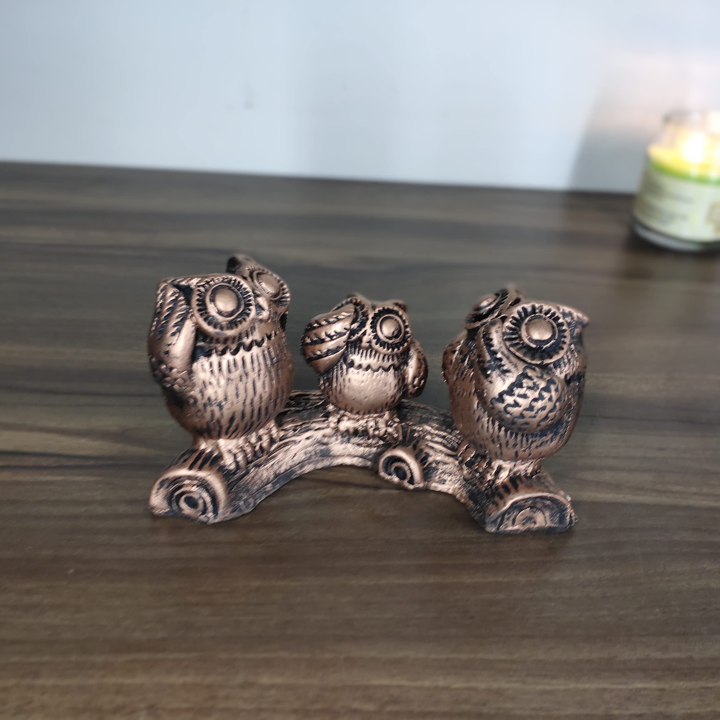 JAIPUR ACE 3 Owl Figurine Decorative Showpiece Bird Statue Wise Owl Collectable Figurines Crafts Showpiece Sculpture Table Decoration for Living Room Bedroom